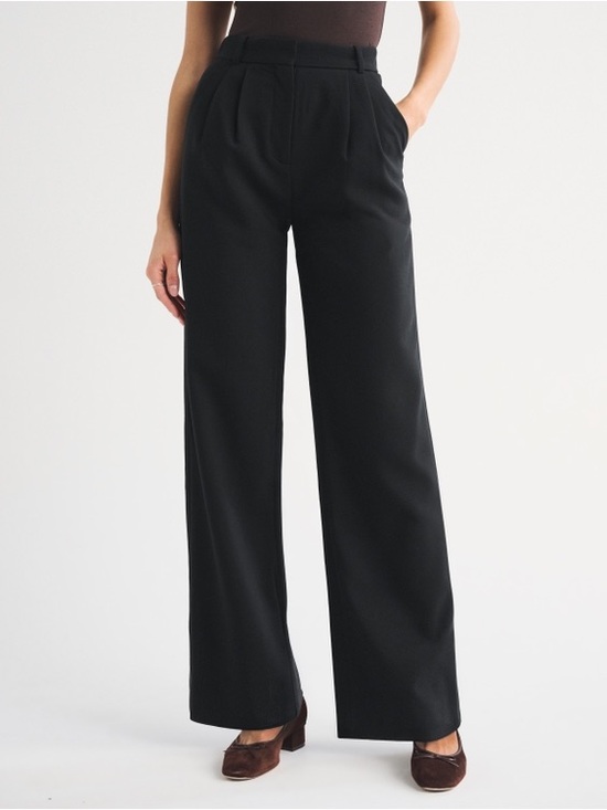 Abercrombie & Fitch Women’s Black A&F Sloane Tailored Wide Leg Pants Sz 25 Short - Picture 2 of 14